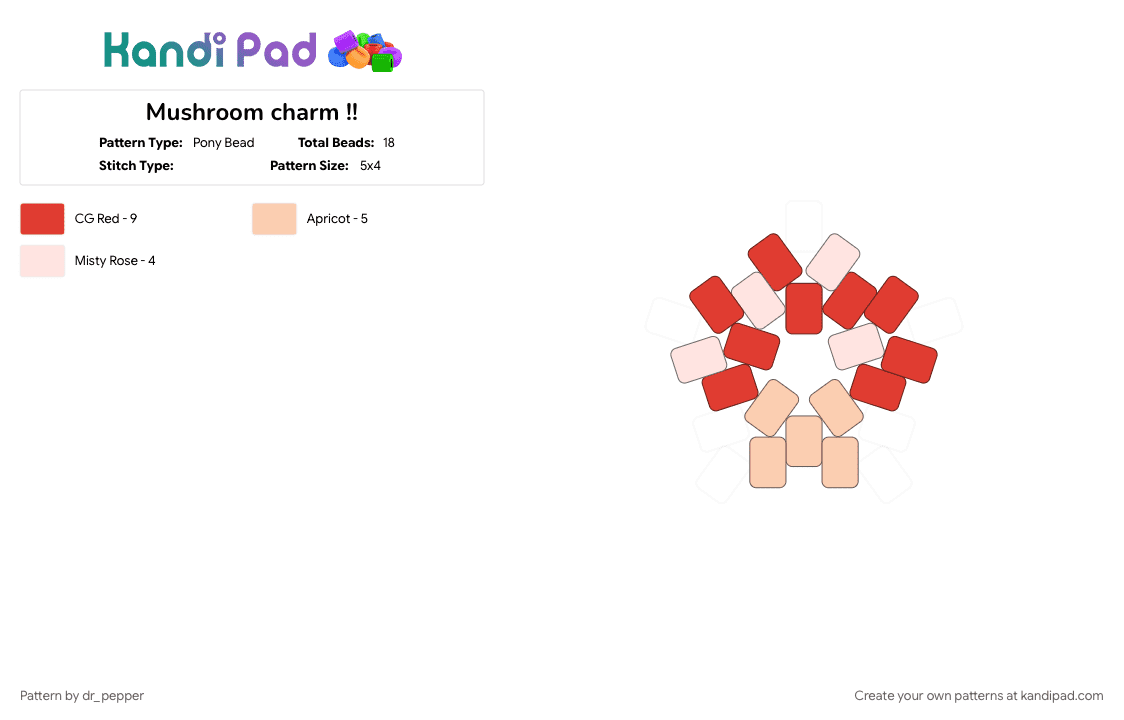 Mushroom charm !! - Pony Bead Pattern by dr_pepper on Kandi Pad - beige, charm, cotdmushrooms, mushroom, mushrooms, nature, plant, red