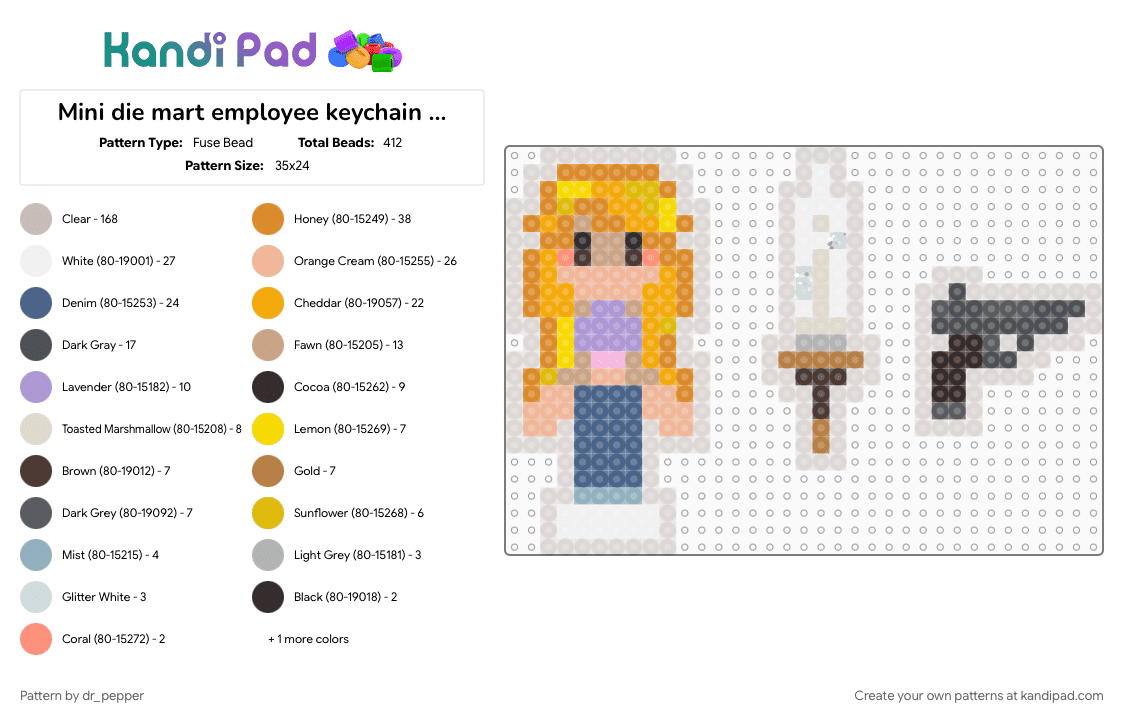 Mini die mart employee keychain thingy idk - Fuse Bead Pattern by dr_pepper on Kandi Pad - albert, albertstuff, beige, diemart, flamingo, orange, roblox, youtube, youtuber