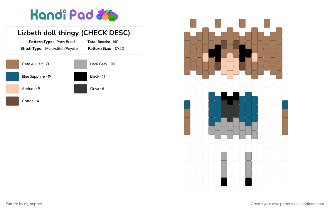 Lizbeth doll thingy (CHECK DESC) - Pony Bead Pattern by dr_pepper on Kandi Pad - animal hospital, animal hospital anomaly, beige, character, favorite, lizbeth, tan, test