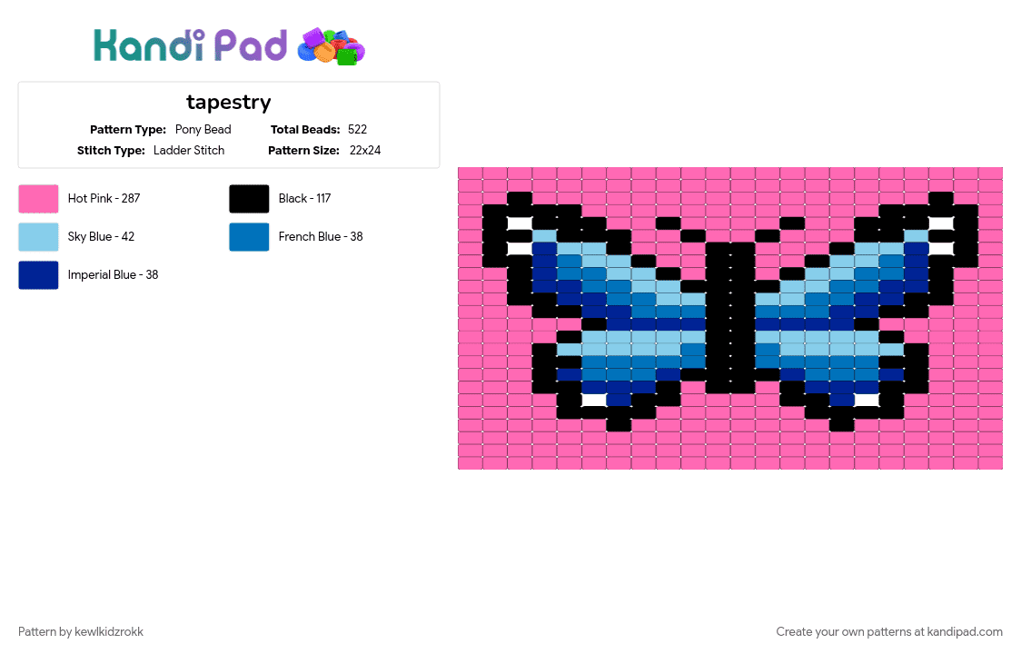 tapestry - Pony Bead Pattern by kewlkidzrokk on Kandi Pad - pink