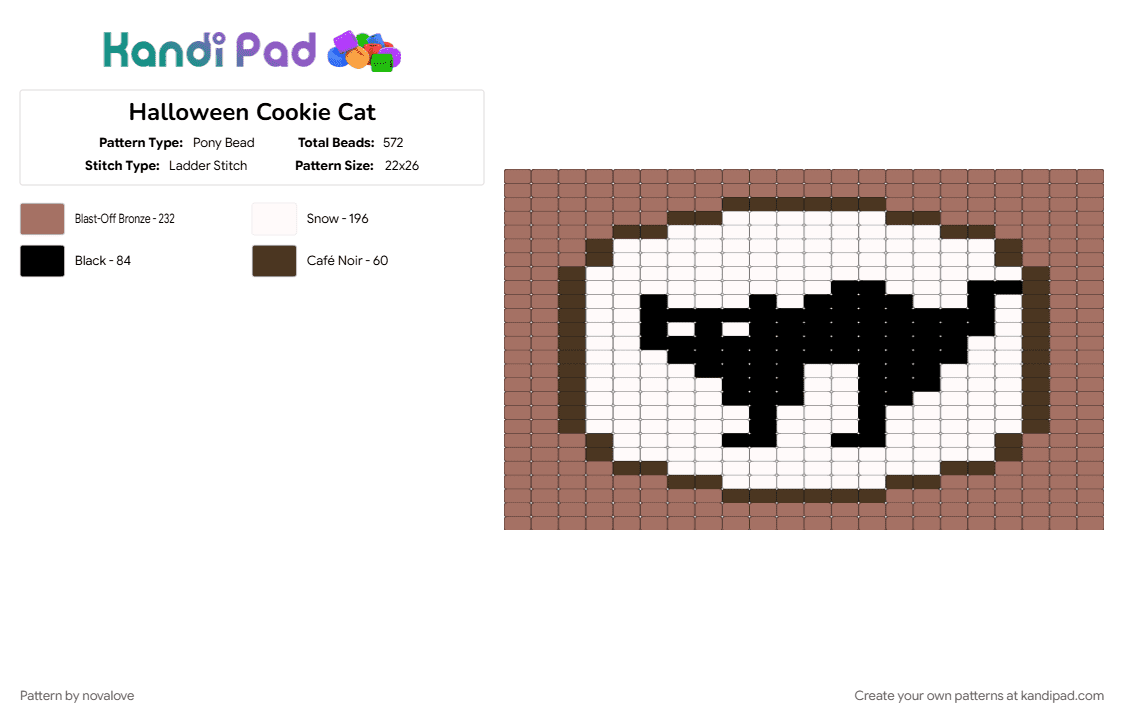 Halloween Cookie Cat - Pony Bead Pattern by novalove on Kandi Pad - tan