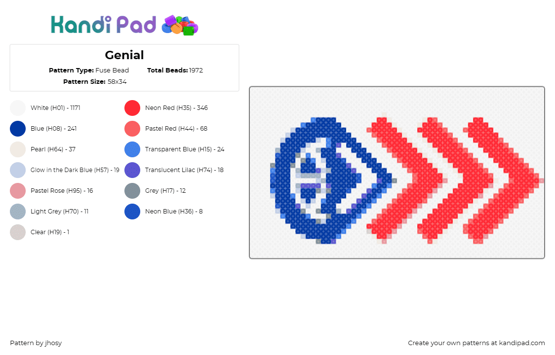 Genial - Fuse Bead Pattern by jhosy on Kandi Pad - chevron,logo,arrows,red,blue