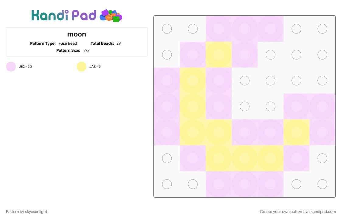 moon - Fuse Bead Pattern by skyesunlight on Kandi Pad - pink, yellow