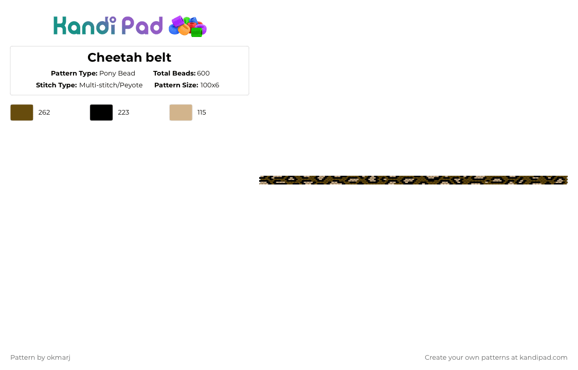 Cheetah belt - Pony Bead Pattern by okmarj on Kandi Pad - beige,tan