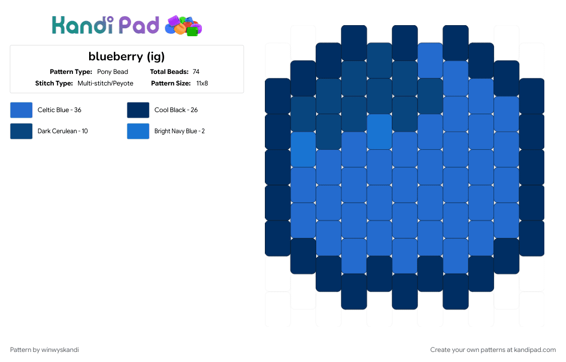 blueberry (ig) - Pony Bead Pattern by winwyskandi on Kandi Pad - berry, blue, blueberries, blueberry, cotdsuperfoods, food, fruit