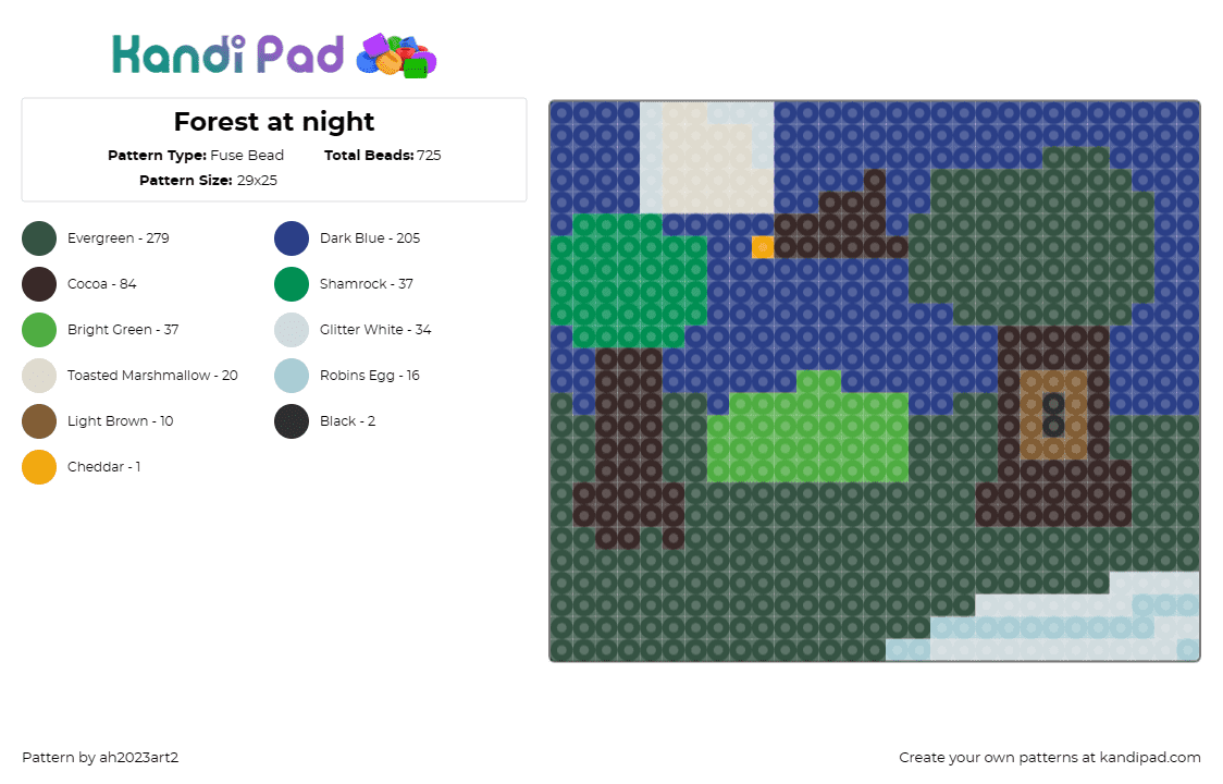 Forest at night - Fuse Bead Pattern by ah2023art2 on Kandi Pad - forest,night,dark,spooky,trees,nature
