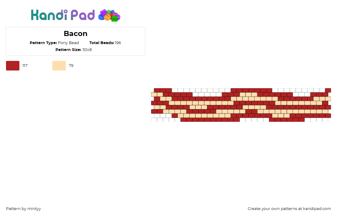 Bacon - Pony Bead Pattern by mintyy on Kandi Pad - bacon,food,breakfast,meat,cuff,tan,brown