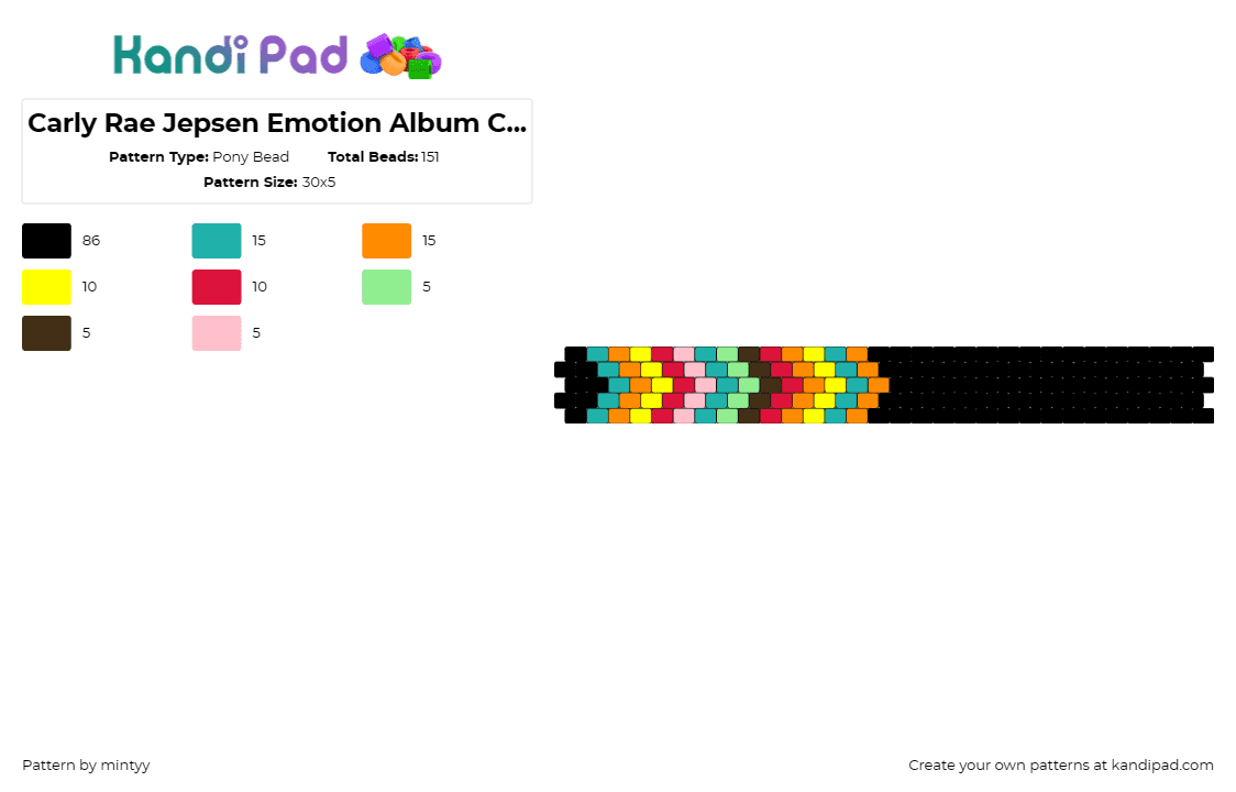 Carly Rae Jepsen Emotion Album Cover - Pony Bead Pattern by mintyy on Kandi Pad - carly rae jepsen,chevron,album,music,cuff,dark,colorful,arrows,black