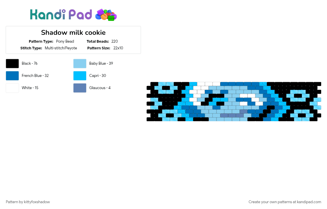 Shadow milk cookie - Pony Bead Pattern by kittyfoxshadow on Kandi Pad - blue, cookie run kingdom, light blue