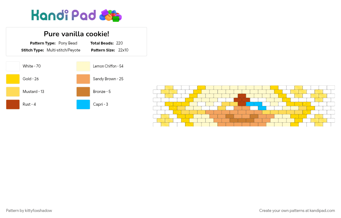 Pure vanilla cookie! - Pony Bead Pattern by kittyfoxshadow on Kandi Pad - yellow