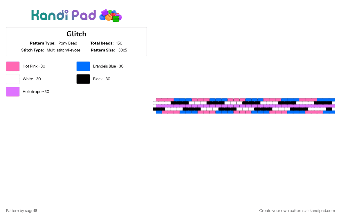 Trippy genderfluid cuff - Pony Bead Pattern by sage18 on Kandi Pad - blue, confusing, genderfluid, lgbtqia, pink, pride, stripes, trippy