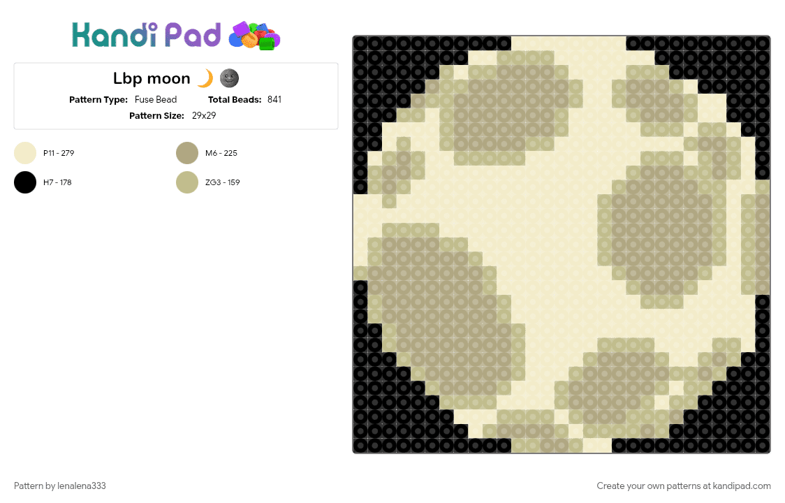 Lbp moon 🌙 🌚 - Fuse Bead Pattern by lenalena333 on Kandi Pad - beige, fusebead, games, lbp, little big planet, moon, perlerbead, planet, video game