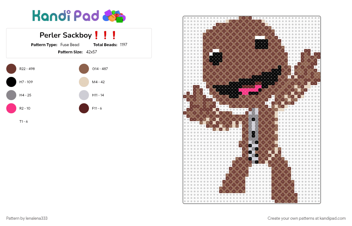 Perler Sackboy❗️❗️❗️ - Fuse Bead Pattern by lenalena333 on Kandi Pad - 