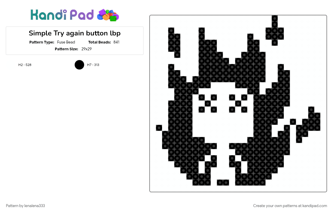 Simple Try again button lbp - Fuse Bead Pattern by lenalena333 on Kandi Pad - black, boy, button, buttons, game, lbp, ps3, sack boy, video game, white