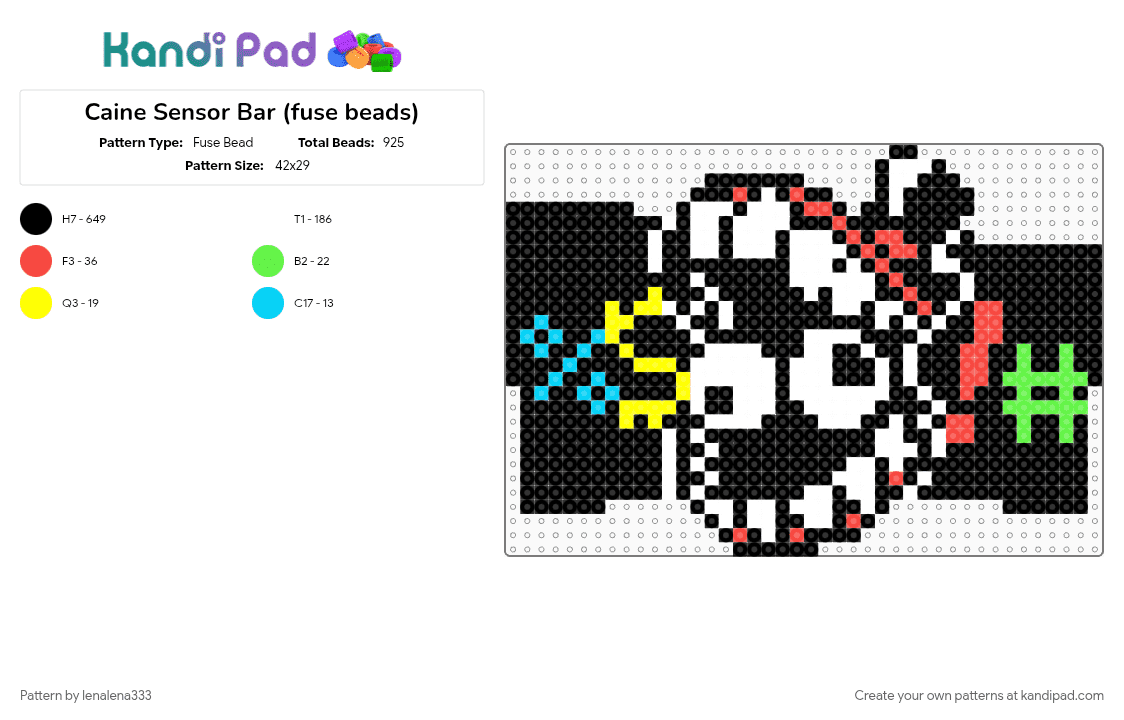 Caine Censor Bar (fuse beads) - Fuse Bead Pattern by lenalena333 on Kandi Pad - caine, caine tadc, cainetadc, colorful, glitch, tadc, tadc caine, tadc censor bar