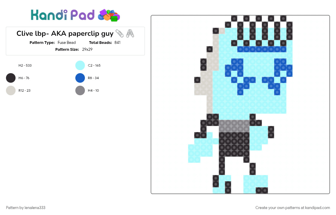 Clive lbp- AKA paperclip guy 📎 🖇 - Fuse Bead Pattern by lenalena333 on Kandi Pad - 
