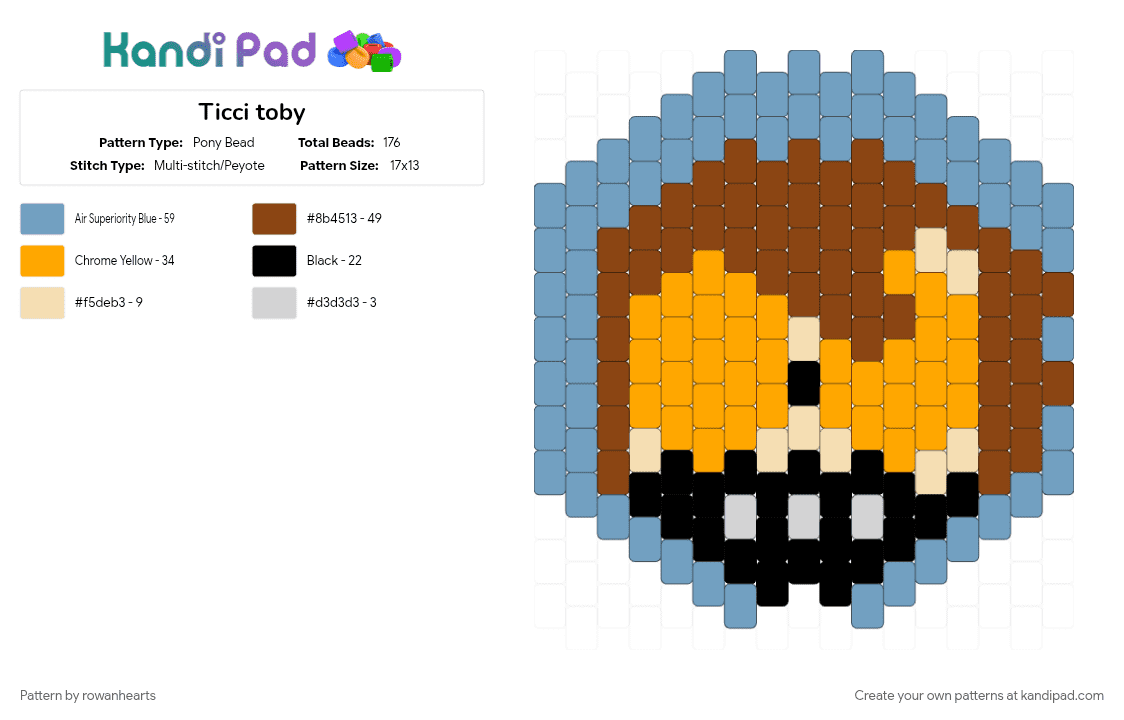 Ticci toby - Pony Bead Pattern by rowanhearts on Kandi Pad - creepypasta, light blue, red, ticci toby