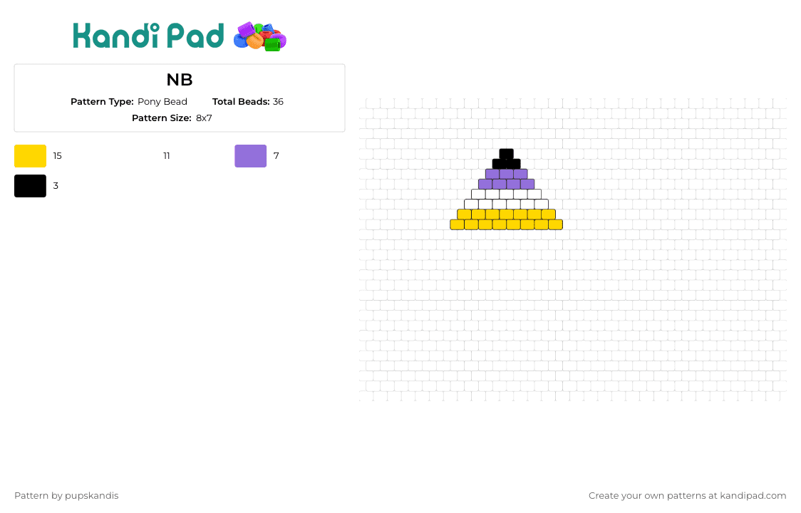 NB - Pony Bead Pattern by pupskandis on Kandi Pad - nonbinary,pride,triangle,geometric,purple,yellow