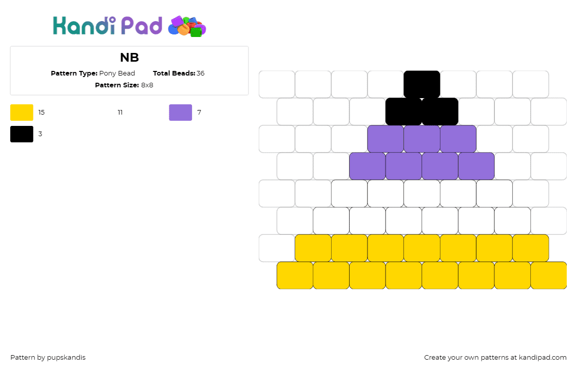 NB - Pony Bead Pattern by pupskandis on Kandi Pad - nonbinary,pride,triangle,geometric,purple,yellow