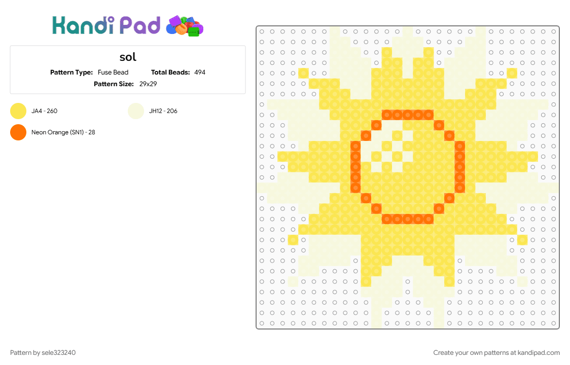 sol - Fuse Bead Pattern by sele323240 on Kandi Pad - yellow