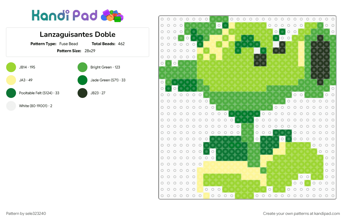 Lanzaguisantes Doble - Fuse Bead Pattern by sele323240 on Kandi Pad - green