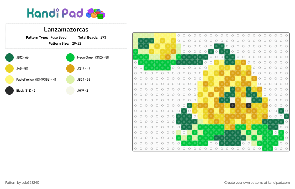 Lanzamazorcas - Fuse Bead Pattern by sele323240 on Kandi Pad - yellow