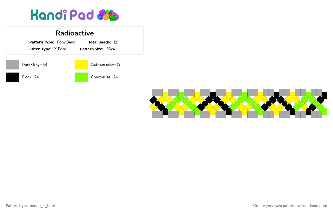 Radioactive - Pony Bead Pattern by someone_is_here on Kandi Pad - beige, cotdchevrons, neon, radioactive, werid