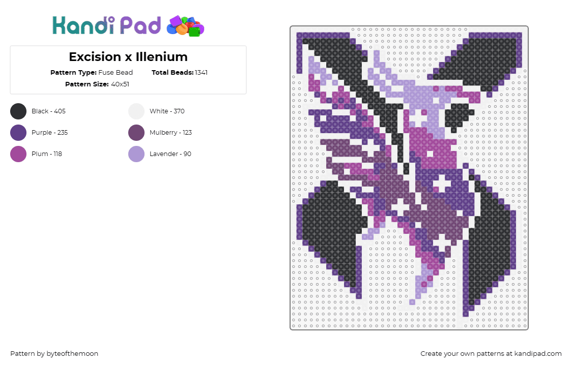 Excision x Illenium - Fuse Bead Pattern by byteofthemoon on Kandi Pad - illenium,excision,logo,mashup,dj,edm ,music,sparkles,purple,black