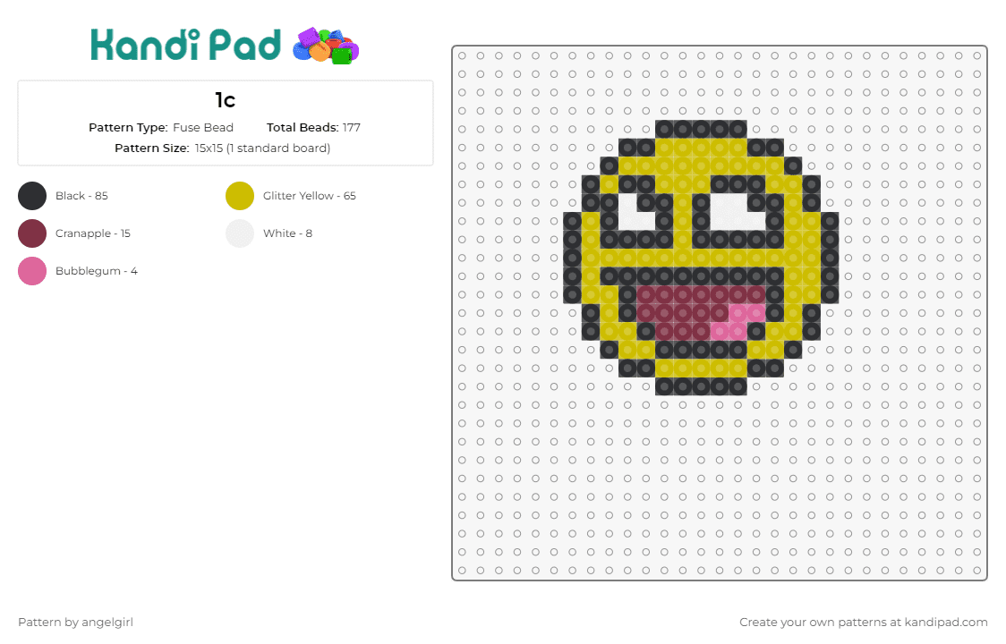 1c - Fuse Bead Pattern by angelgirl on Kandi Pad - emoji,smiley,face,happy,yellow,pink
