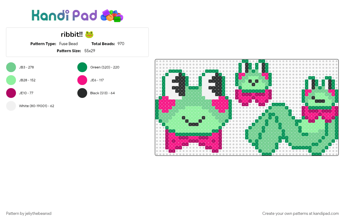 ribbit!! 🐸 - Fuse Bead Pattern by jeliythebeanxd on Kandi Pad - character, frog, ribbit, tadc, the amazing digital circus