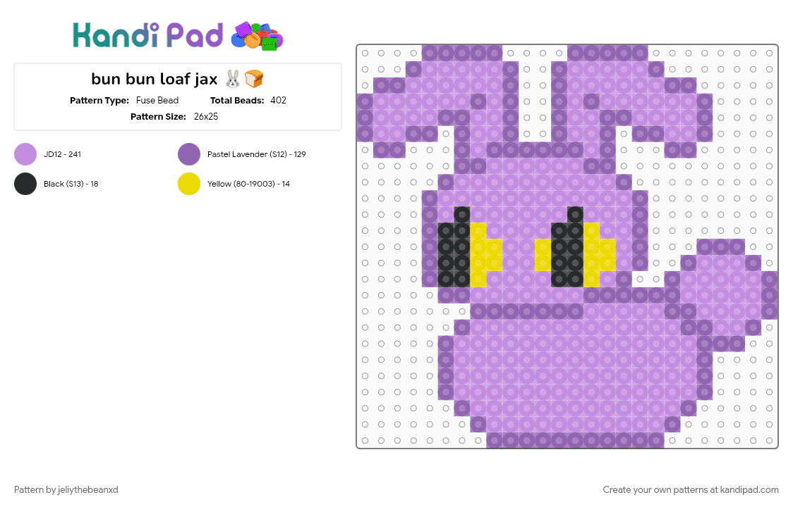 bun bun loaf jax 🐰🍞 - Fuse Bead Pattern by jeliythebeanxd on Kandi Pad - character, jax, jax tadc, pink, tadc, the amazing digital circus