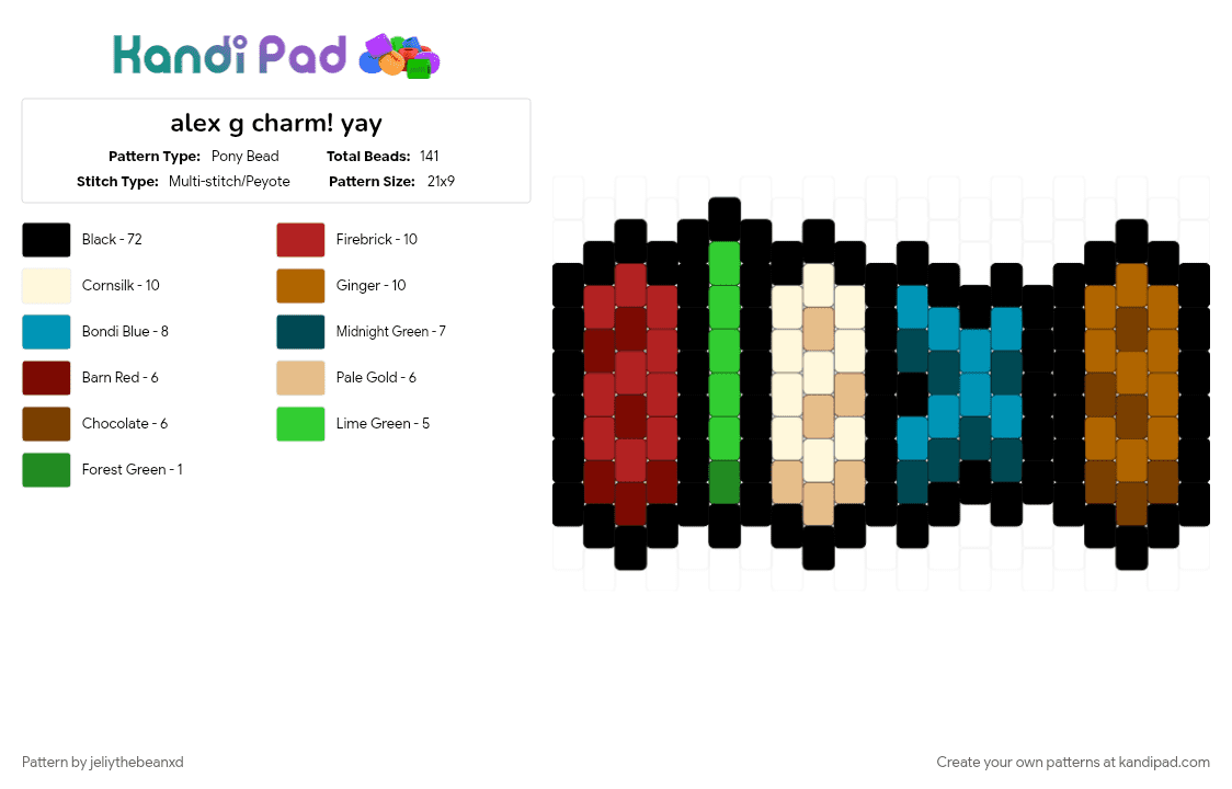 alex g charm! :D - Pony Bead Pattern by jeliythebeanxd on Kandi Pad - alex g, charm, charms, music