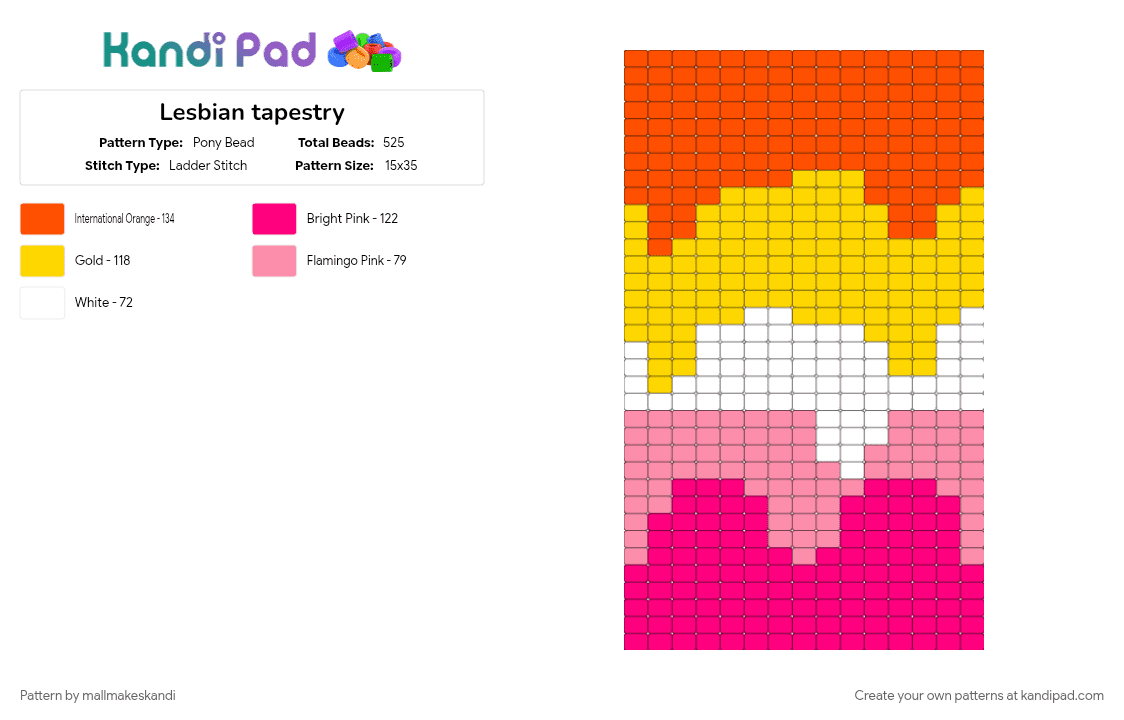 Lesbian tapestry - Pony Bead Pattern by mallmakeskandi on Kandi Pad - pink