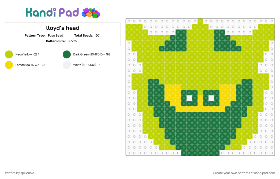 lloyd\'s head - Fuse Bead Pattern by spikenala on Kandi Pad - green