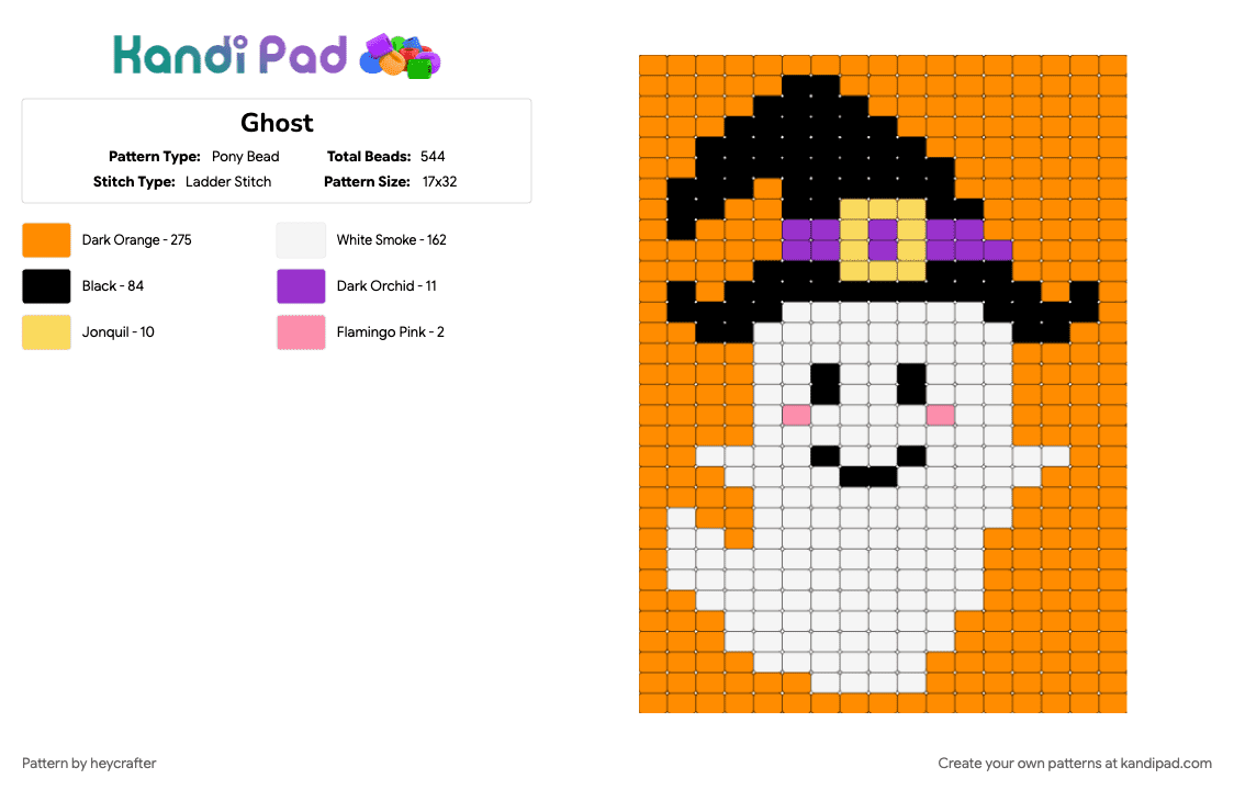 Ghost - Pony Bead Pattern by heycrafter on Kandi Pad - orange