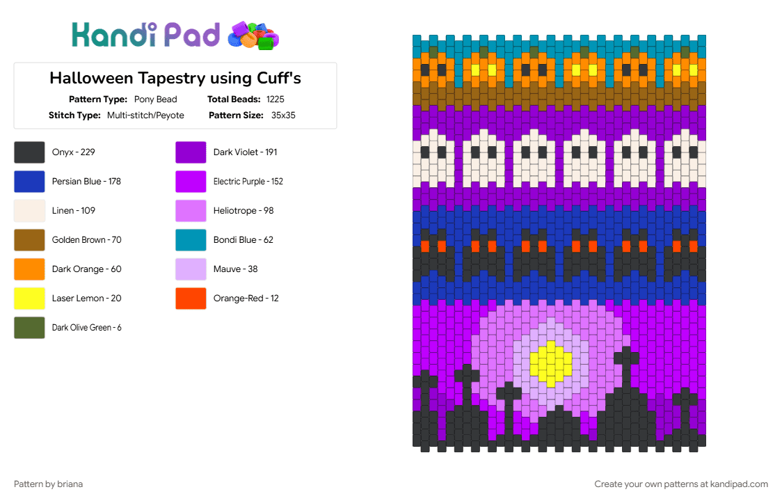 Halloween Tapestry using Cuff\'s - Pony Bead Pattern by briana on Kandi Pad - pink, purple