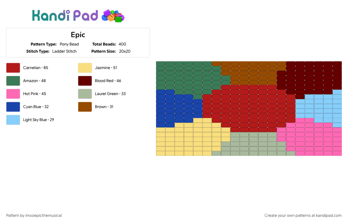 Epic - Pony Bead Pattern by imsoepicthemusical on Kandi Pad - epic, epic sagas, epic the musical, epicthemusical, odysseus, penelope, telemachus, telemarketing