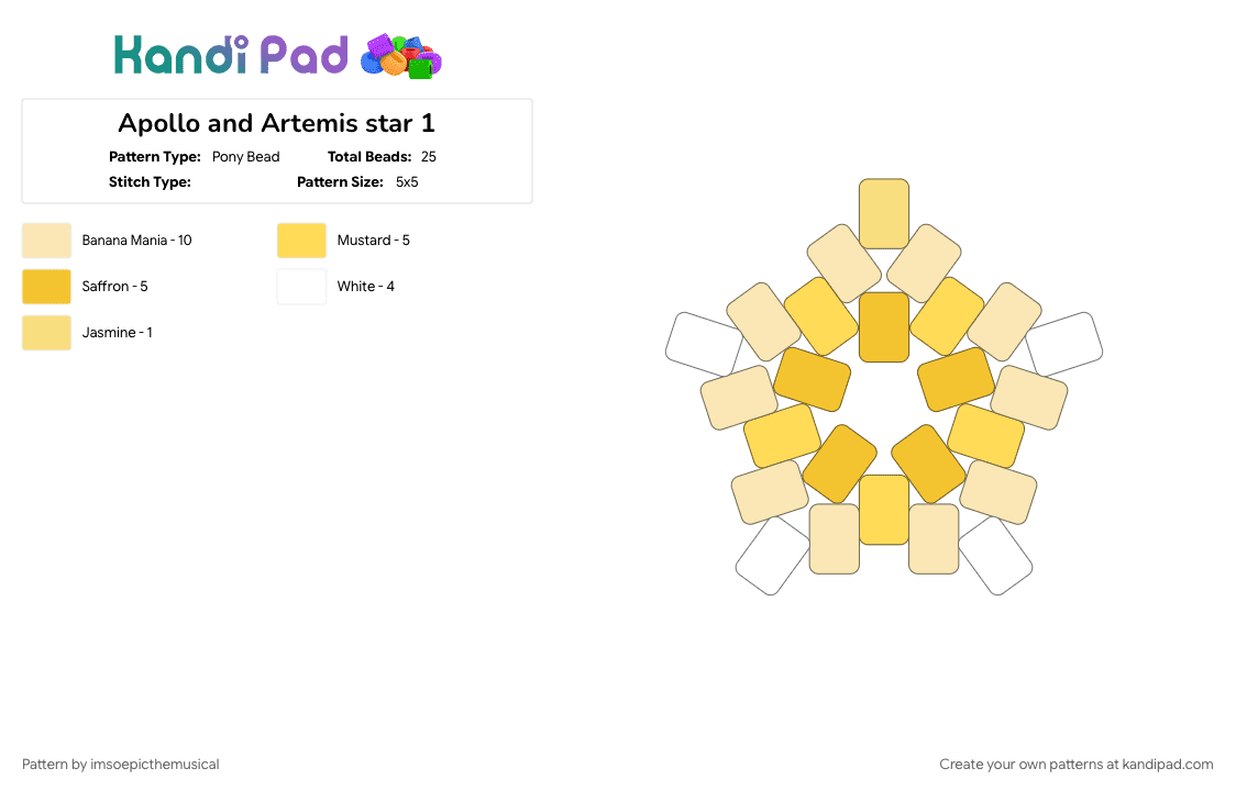 Apollo and Artemis star 1 - Pony Bead Pattern by imsoepicthemusical on Kandi Pad - 