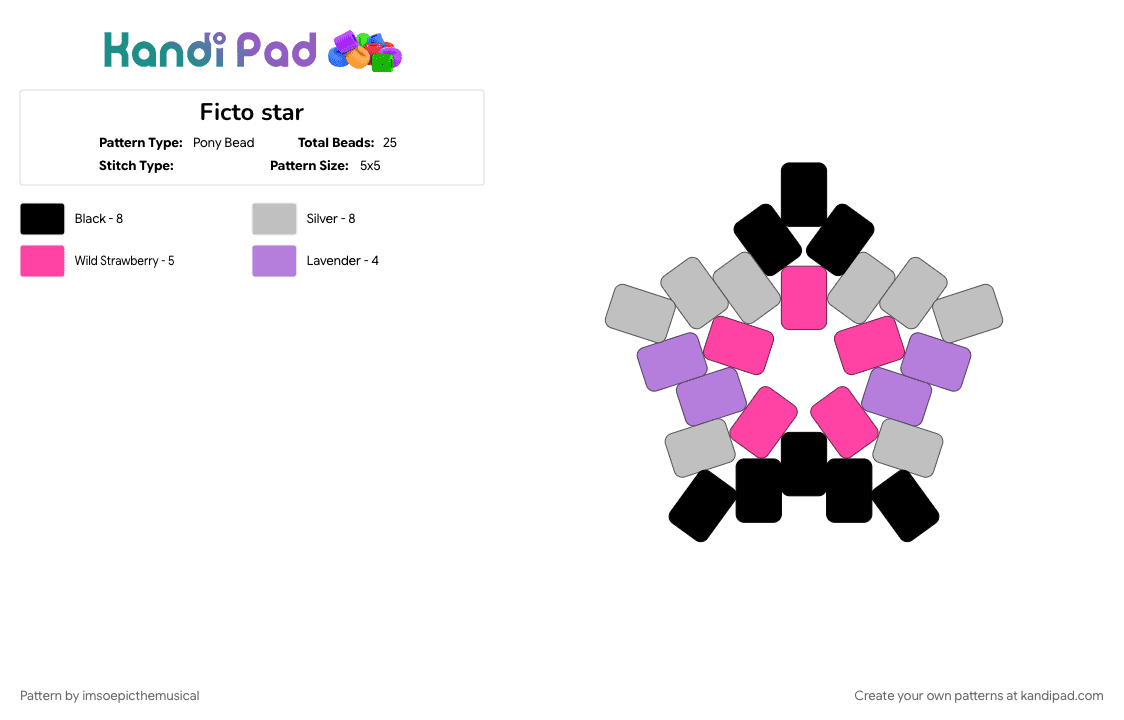 Ficto star - Pony Bead Pattern by imsoepicthemusical on Kandi Pad - beige, fictional, ficto, fictosexual, pink, pride, pride flag, star