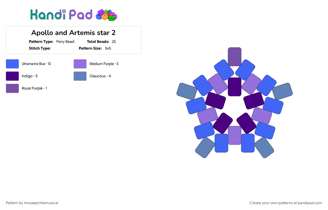 Apollo and Artemis star 2 - Pony Bead Pattern by imsoepicthemusical on Kandi Pad - 