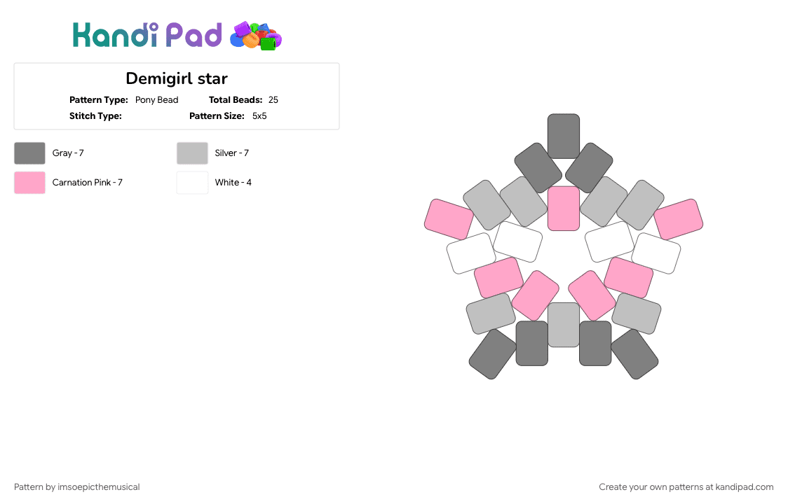 Demigirl star - Pony Bead Pattern by imsoepicthemusical on Kandi Pad - 