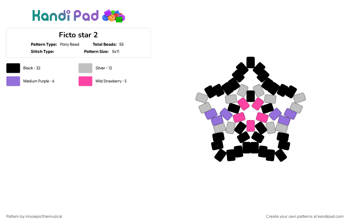 Ficto star 2 - Pony Bead Pattern by imsoepicthemusical on Kandi Pad - beige, black, fictional, ficto, fictosexual, im gay, pride