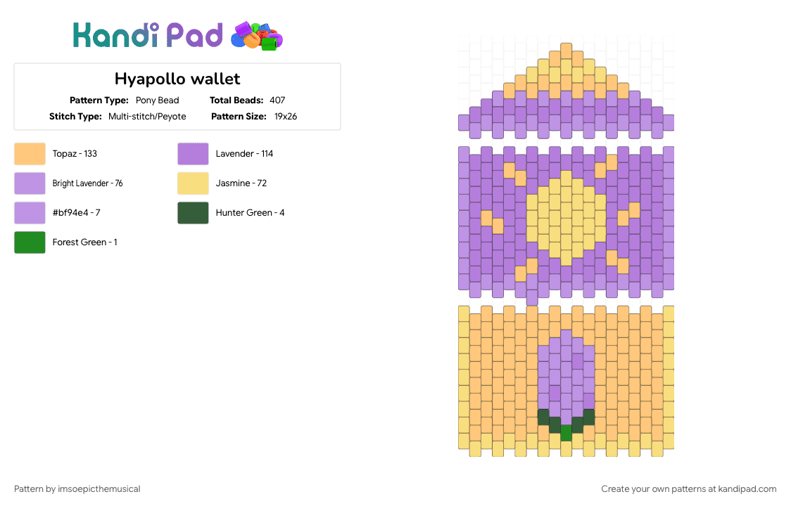 Hyapollo wallet - Pony Bead Pattern by imsoepicthemusical on Kandi Pad - apollo, gay, hyacinthus, orange, panel, pink, wallet