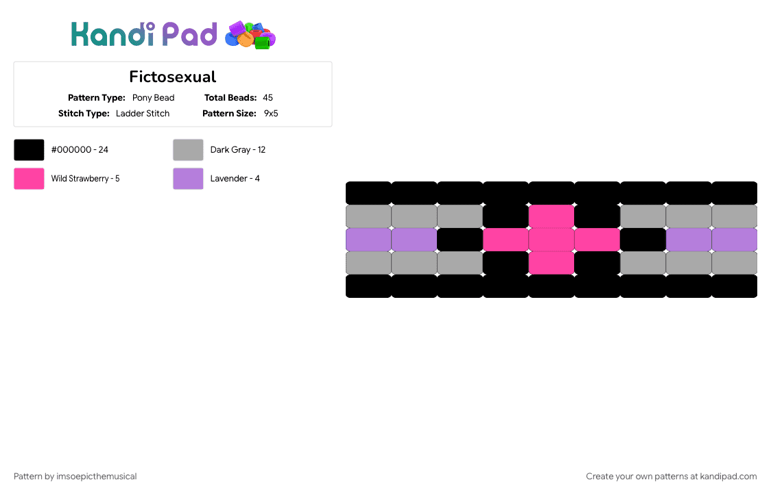 Fictosexual - Pony Bead Pattern by imsoepicthemusical on Kandi Pad - beige, ficto, fictosexual, im gay, pink, pride