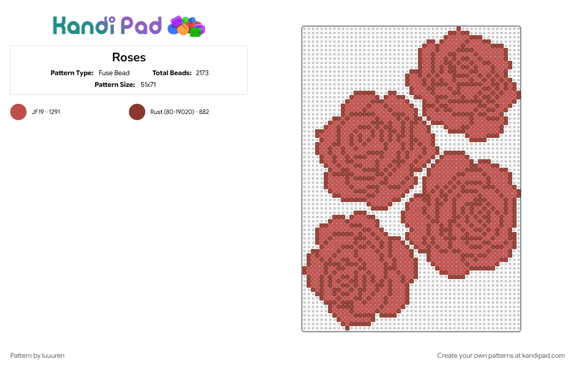 Roses - Fuse Bead Pattern by luuuren on Kandi Pad - red