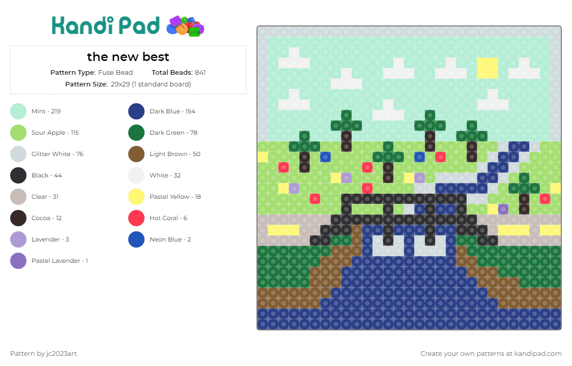 the new best - Fuse Bead Pattern by jc2023art on Kandi Pad - landscape,bridge,trees,sun,stream,water