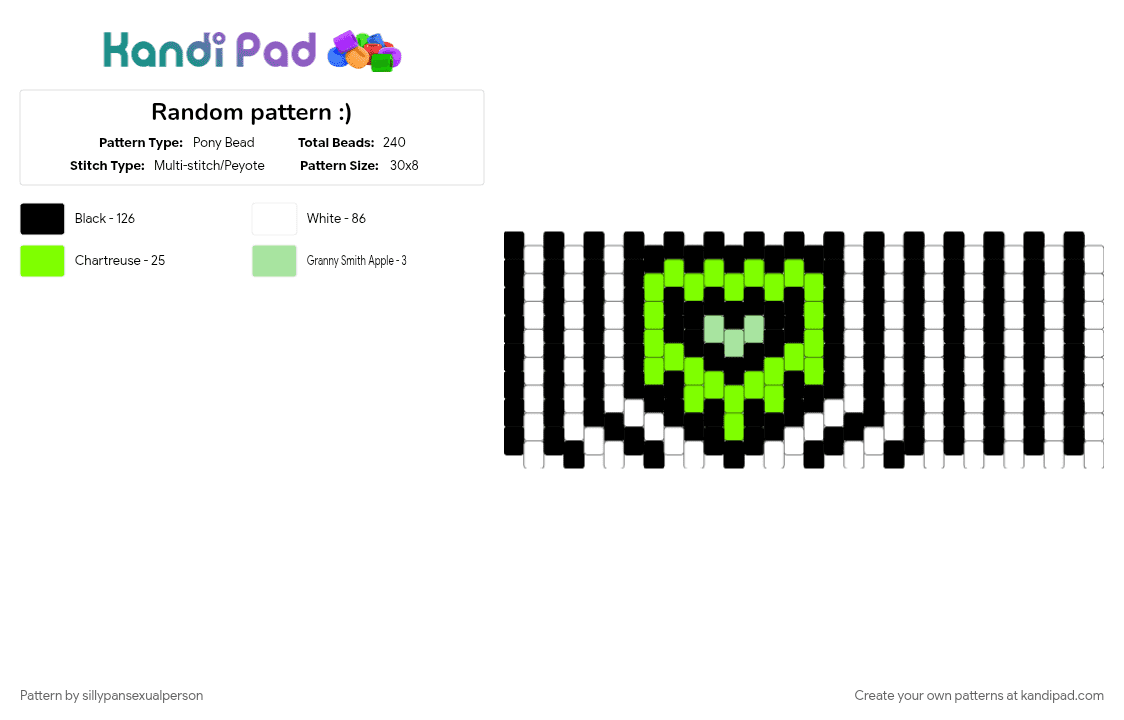 Random pattern :) - Pony Bead Pattern by sillypansexualperson on Kandi Pad - green, white