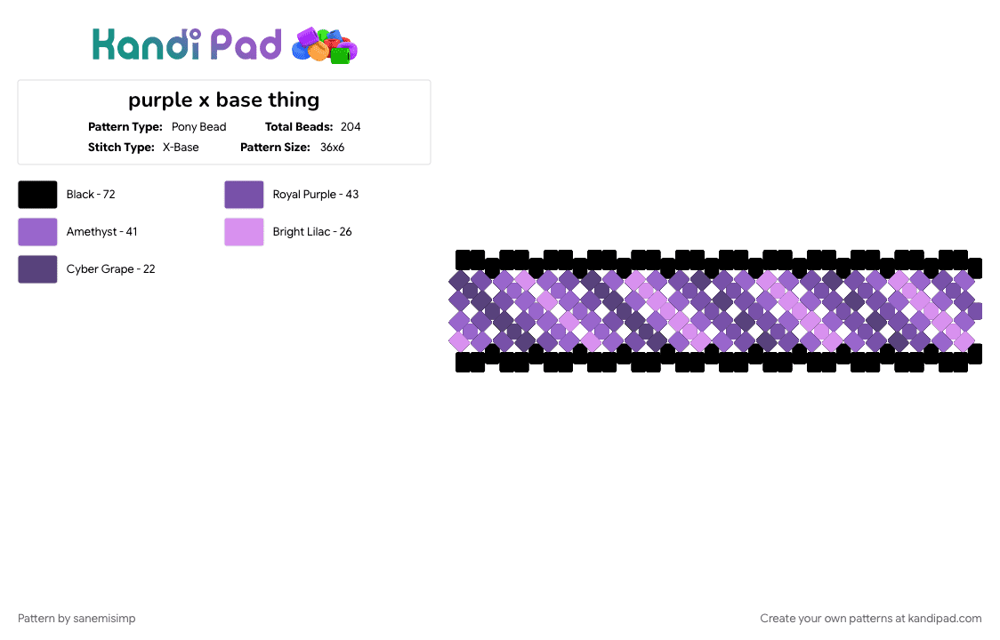 purple x base thing - Pony Bead Pattern by sanemisimp on Kandi Pad - 