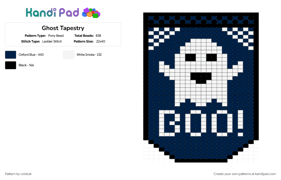 Ghost Tapestry - Pony Bead Pattern by voidcat on Kandi Pad - blue, white