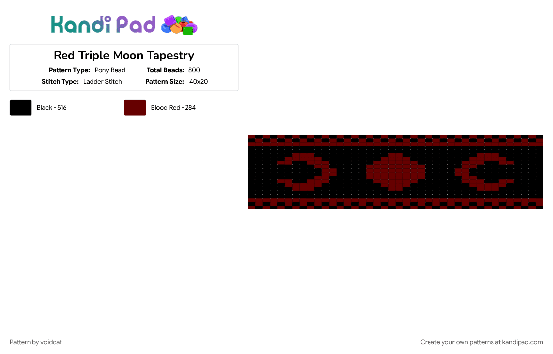 Red Triple Moon Tapestry - Pony Bead Pattern by voidcat on Kandi Pad - black, brown